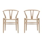 Carl Hansen - CH24 Wishbone Chair, Eiche weiß geölt / Naturgeflecht (2er-Set)