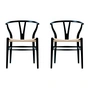 Carl Hansen - CH24 Wishbone Chair, Eiche schwarz / Naturgeflecht (2er-Set)