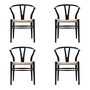 Carl Hansen - CH24 Wishbone Chair, Buche soft black / Naturgeflecht (4er-Set)