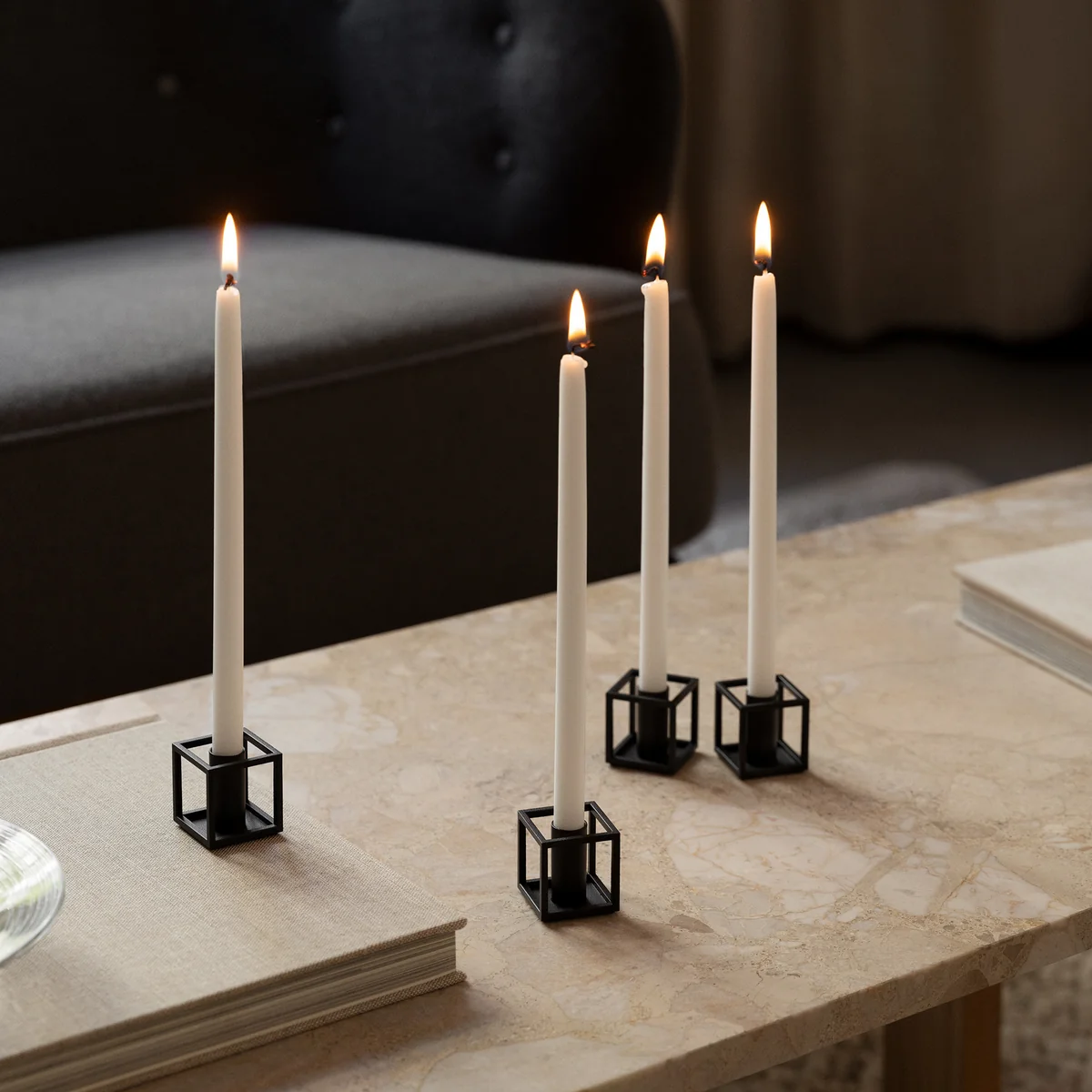 Audo - Kubus Micro Kerzenhalter, schwarz (2er-Set)