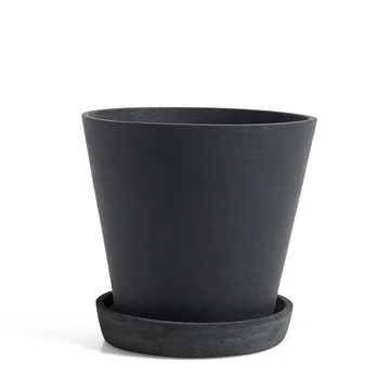 HAY - Flowerpot with Saucer, L, schwarz
