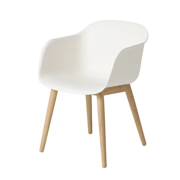 Fiber Chair Wood Base von Muuto in Eiche und weiß