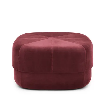 Circus Pouf in Groß von Normann Copenhagen aus dunkelrotem Velourleder