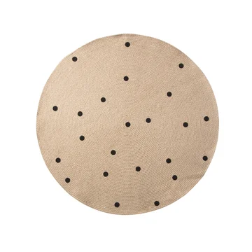 Black Dots Jute Carpet Ø 100 cm von Ferm Living