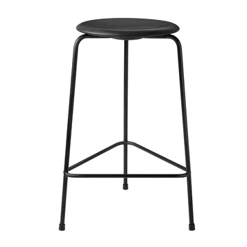 Dot Barhocker von Fritz Hansen - H 65 cm, Leder schwarz / Untergestell schwarz