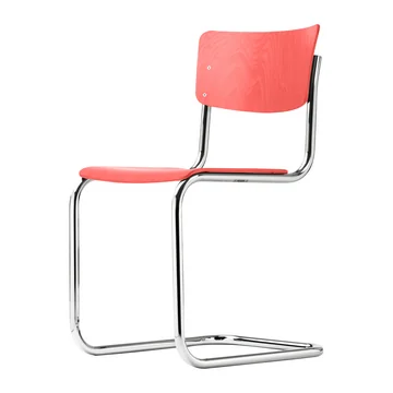 S 43 Stuhl von Thonet in Chrom / Buche korallrot gebeizt (TP 233)