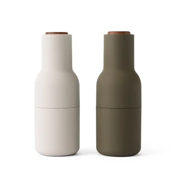 Bottle Salz- und Pfeffermühlen Set von Audo in hunting green / beige (Holzdeckel)