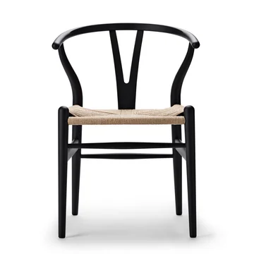 CH24 Wishbone Chair von Carl Hansen in soft black / Naturgeflecht