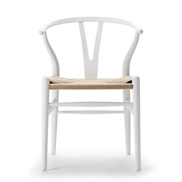 CH24 Wishbone Chair von Carl Hansen in soft white / Naturgeflecht