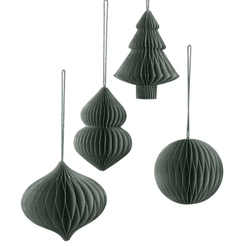 Christmas Mix Deko-Anhänger, Ø 9 x H 10 cm, thyme (4er-Set) von Broste Copenhagen