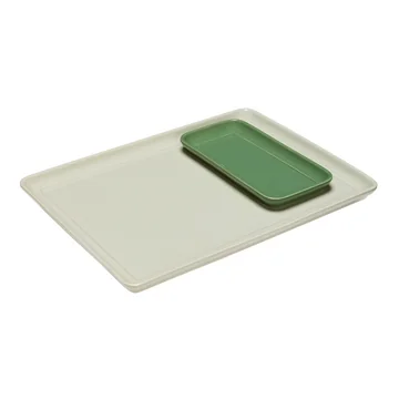 Amare Tablett, sand / grün (2er-Set) von Hübsch Interior