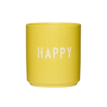AJ Favourite Porzellan Becher von Design Letters in der Ausführung Happy / yellow