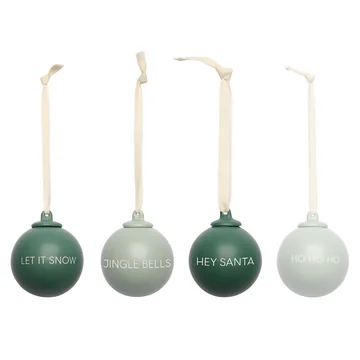 Design Letters - X-MAS Stories Deko-Anhänger, Ø 6 cm, dark green / dusty green (4er-Set)