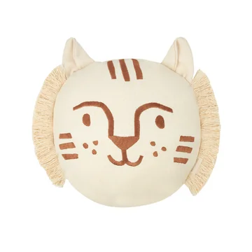 Nobodinoz - Tiger Kissen, 35 x 30 cm, braun / natural