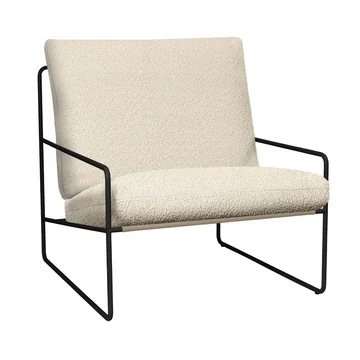 Ferm Living - Desert Outdoor Sessel, schwarz / off-white (Pure Bouclé)