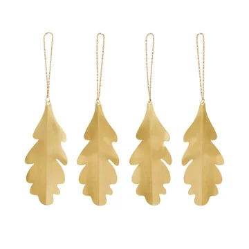 Ferm Living - Messing-Ornament, Eichenblatt, gold (4er-Set)