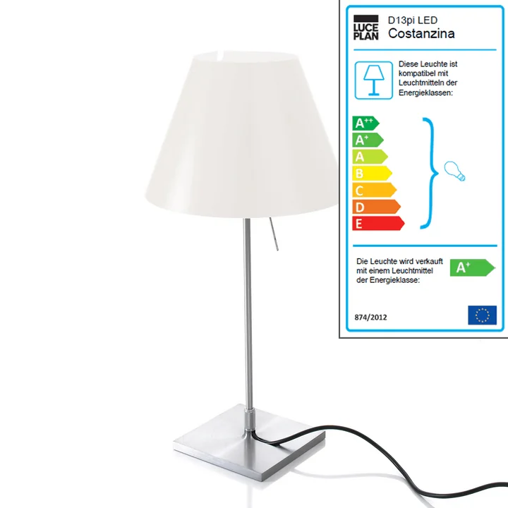 Luceplan - Costanzina Tischleuchte 1D13 LED, aluminium / weiß