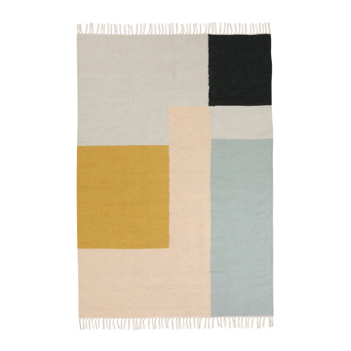 Kelim Rug Teppich, squares in groß von Ferm Living