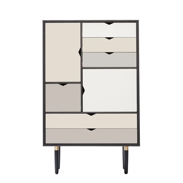 S5 Kommode von Andersen Furniture in Eiche schwarz lackiert (Fronten Silber, Beige, Metallgrau)