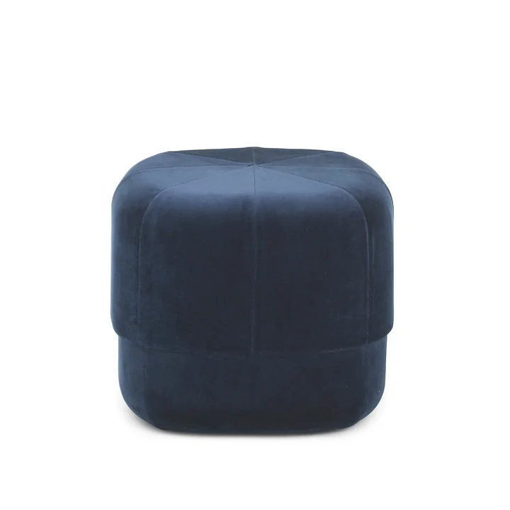 Circus Pouf in klein von Normann Copenhagen aus dunkelblauem Velourleder