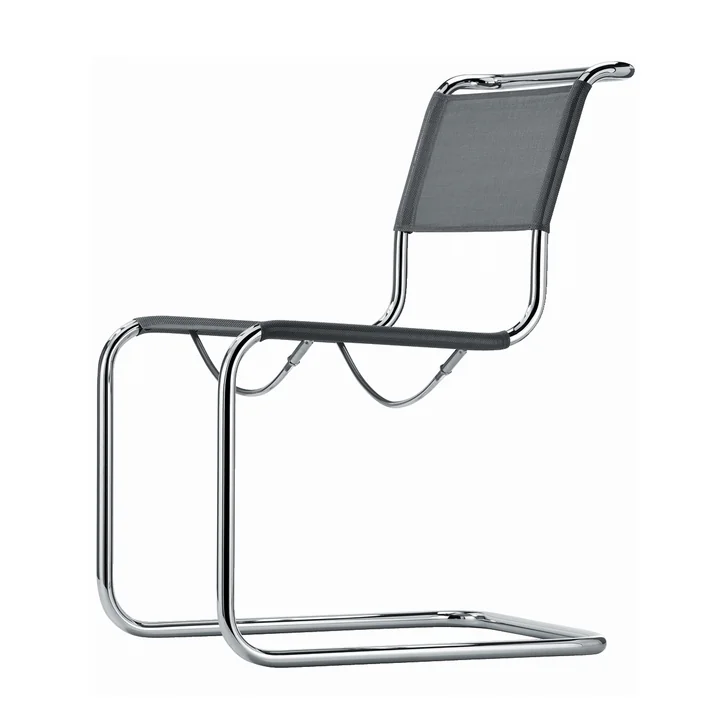 S 33 N Stuhl von Thonet in Chrom / Netzgewebe Silber