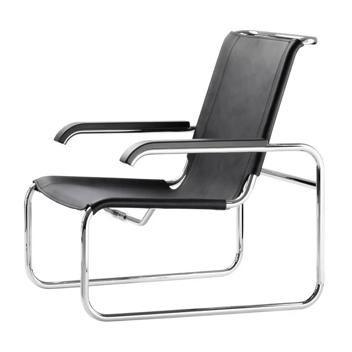 S 35 L Sessel von von Thonet in Chrom / Kernleder Schwarz