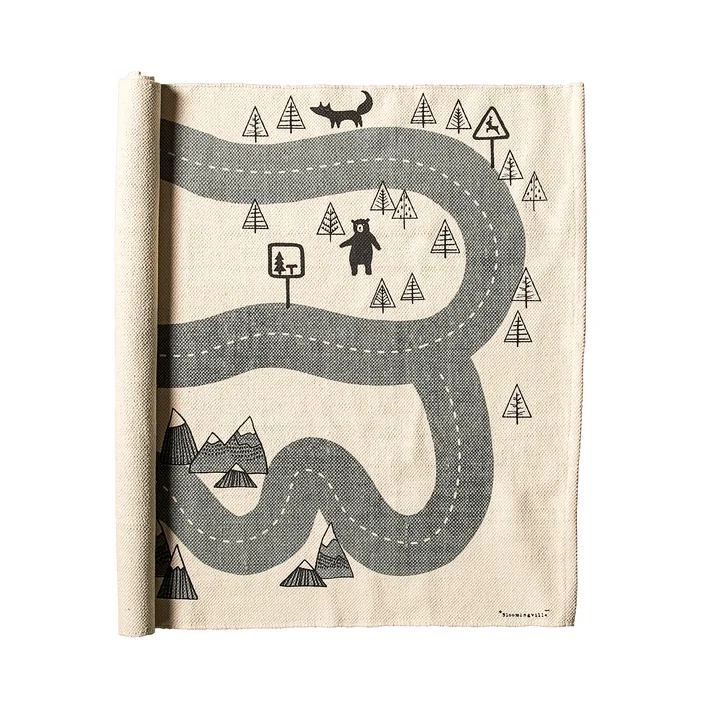 Spielteppich Verkehr von Bloomingville in Beige/ Grau