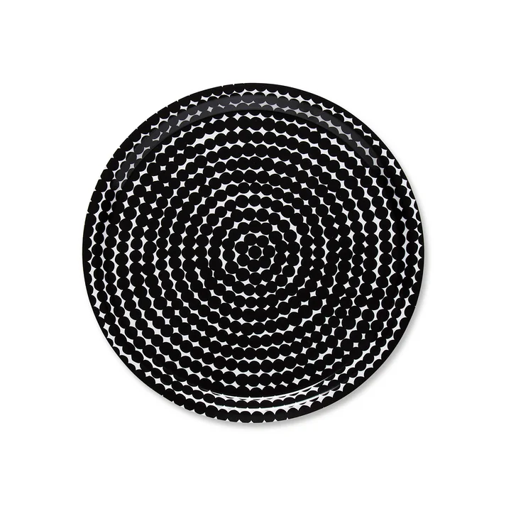 Das Marimekko - Räsymatto Tablett rund Ø 31 cm in schwarz / weiß