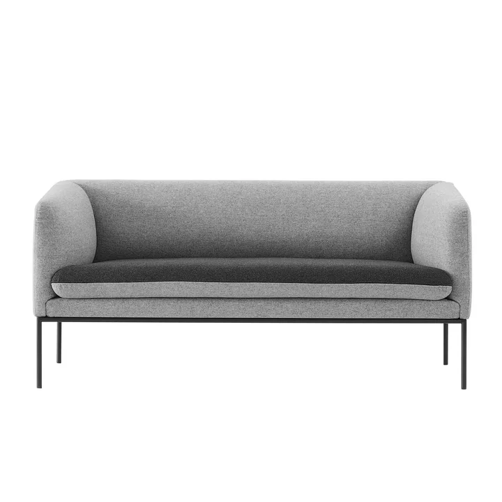 Turn Sofa (2-Sitzer) von Ferm Living in Baumwolle dunkelgrau / hellgrau