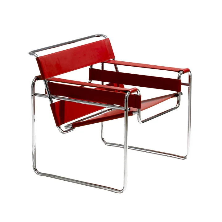 Wassily Stuhl - Rindkernleder rot, frei