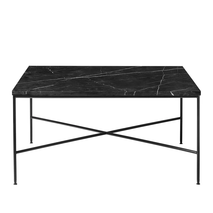 Fritz Hansen - Planner Couchtisch, 80 x 80 cm, schwarz / Marmorplatte kohle