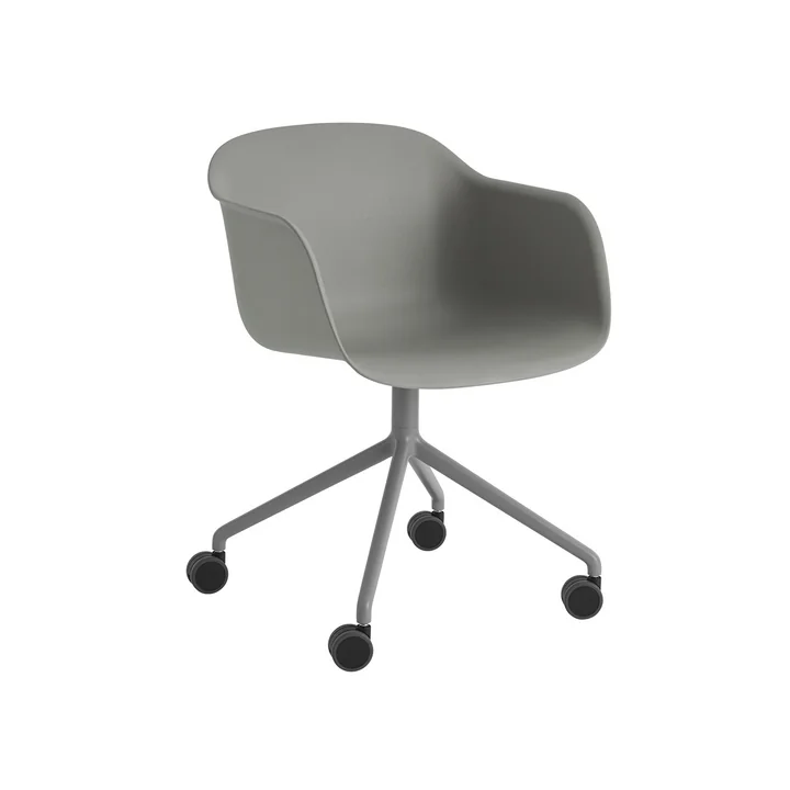 Fiber Armchair Swivel mit Rollen in grau von Muuto