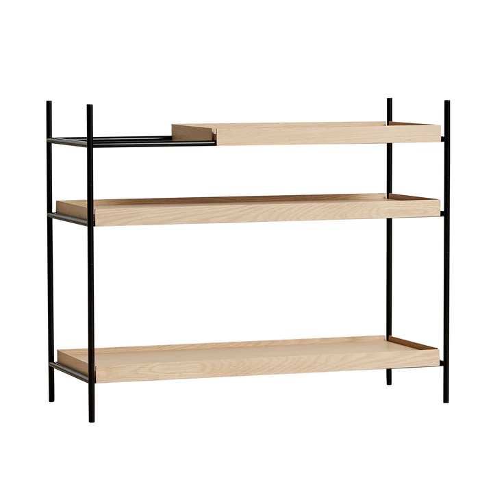 Tray Shelf niedrig von Woud in Eiche natur / schwarz
