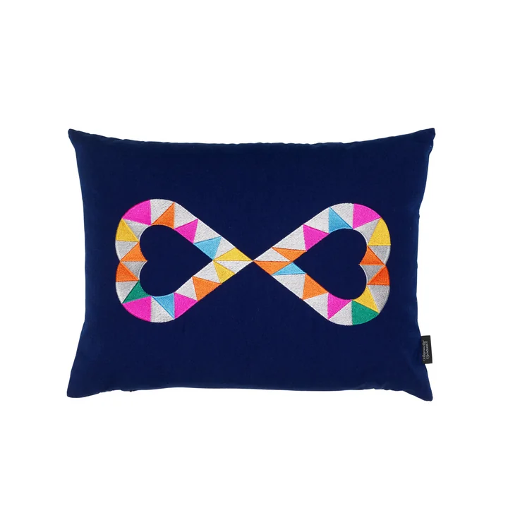 Embroidered Kissen Double Heart 2 40 x 40 cm von Vitra in blau