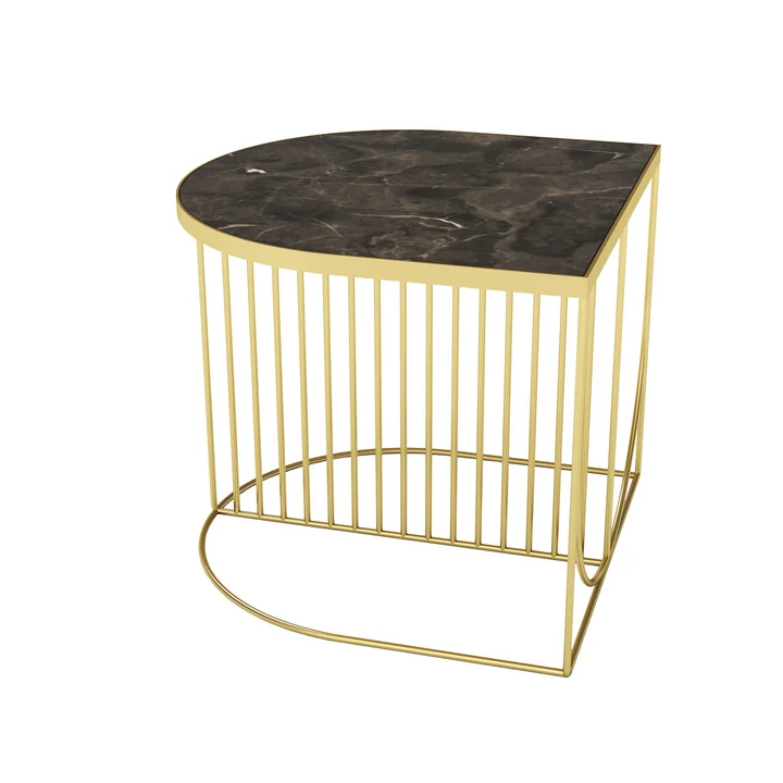 Sino Couchtisch 50 x 50 cm von AYTM in gold / Marmor braun