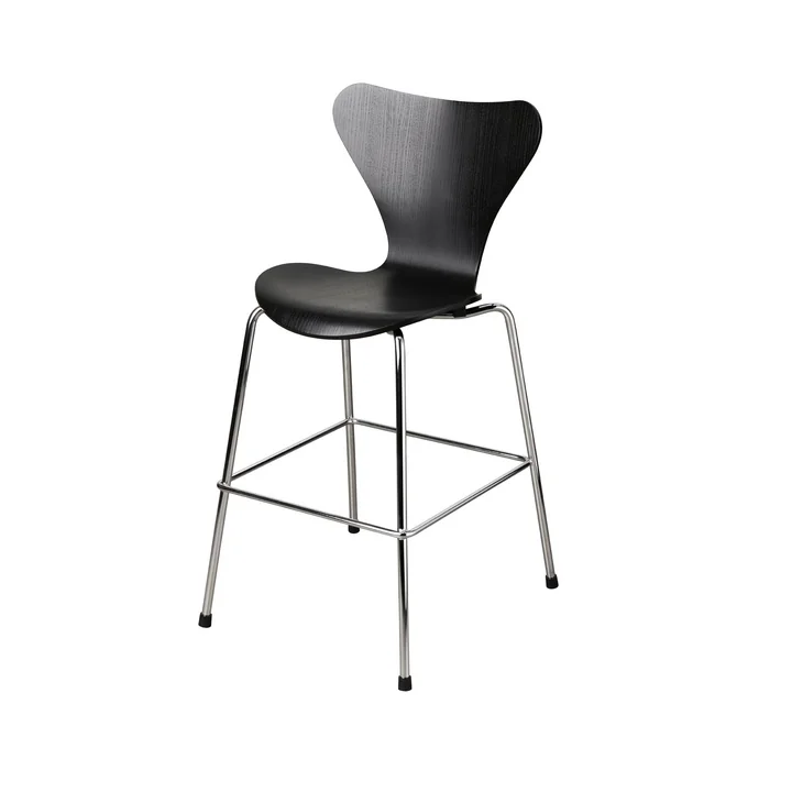 Serie 7 Junior Stuhl von Fritz Hansen in Chrom / schwarz