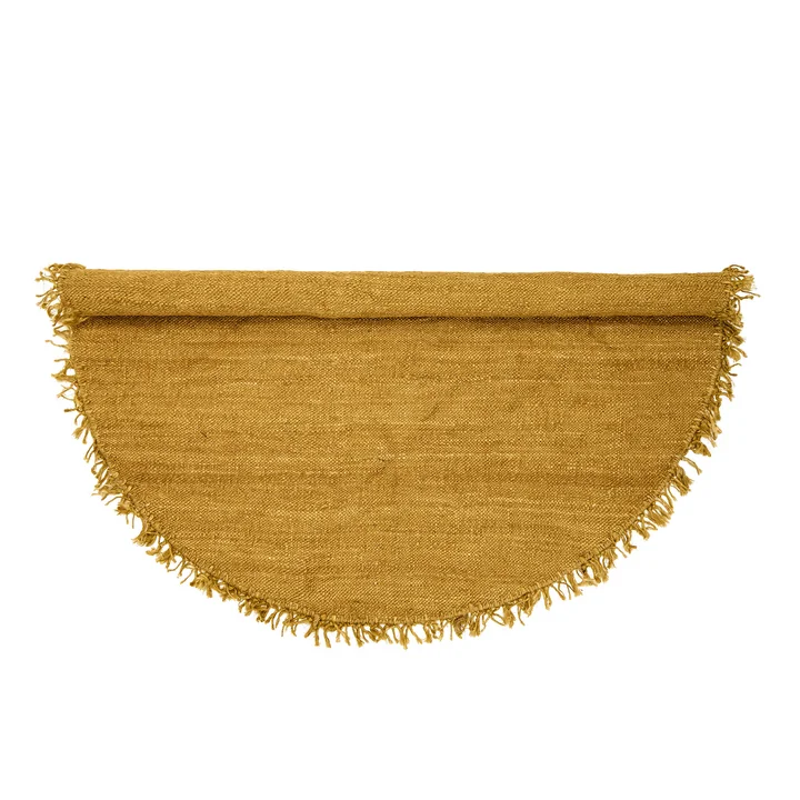Naturfaser Teppich mit Fransen Ø 150 cm von Bloomingville in gelb