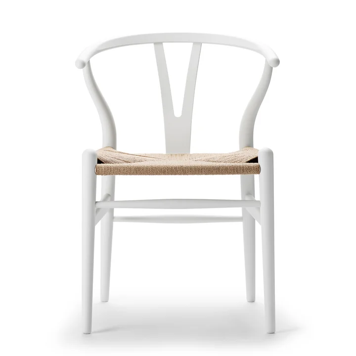 CH24 Wishbone Chair von Carl Hansen in soft white / Naturgeflecht