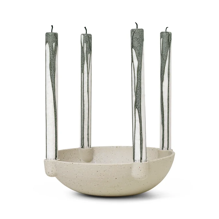 Bowl Kerzenständer, Ø 27 x H 6,8 cm, hellgrau von Ferm Living