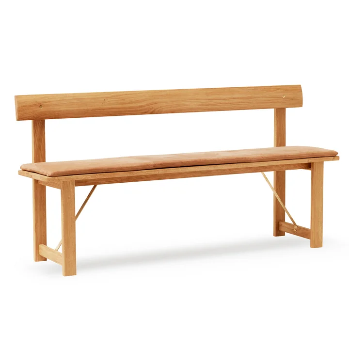 Position Sitzbank 155, Eiche mit Lederkissen von Form & Refine