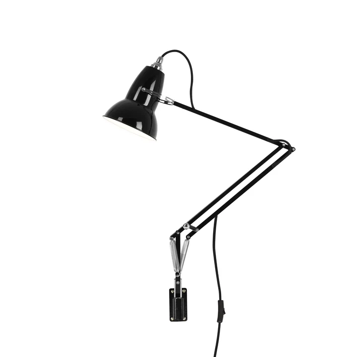 Original 1227 Wandleuchte mit Wandhalterung, jet black (Kabel: schwarz) von Anglepoise.