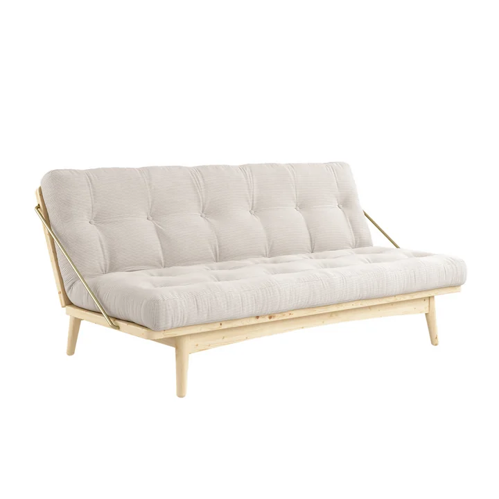 Karup Design – Folk Schlafsofa 130 cm, Kiefer klar lackiert / Cord ivory (510)