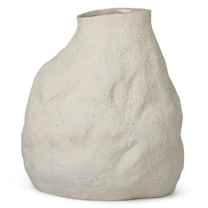 Die große Vulca Vase von Ferm Living in off-white stone