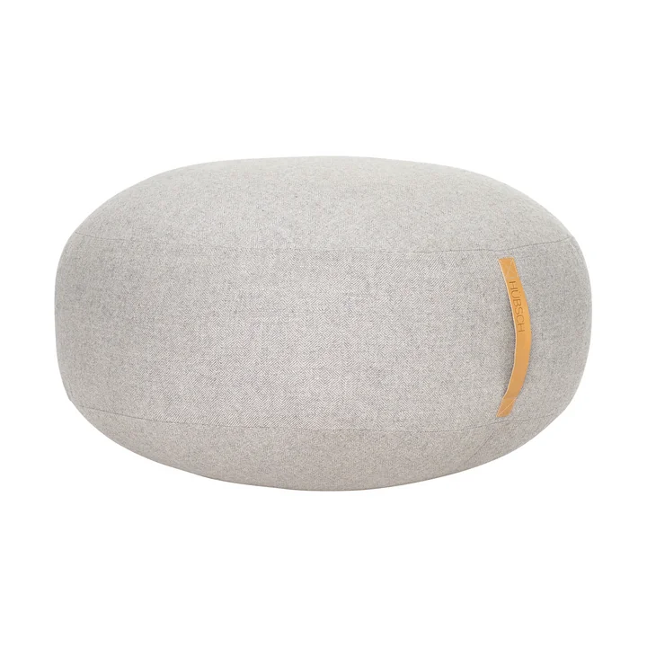 Pouf mit Ledergriff Ø 70 cm, grau von Hübsch Interior