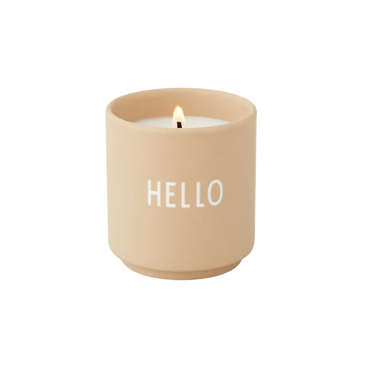 Duftkerze klein von Design Letters in Hello / beige