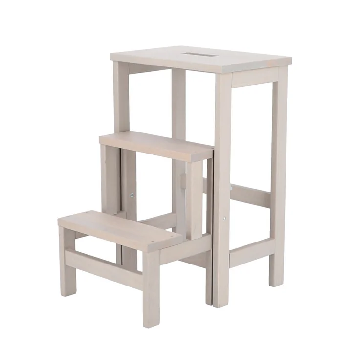 Soho Hockerleiter, 3 Stufen von Jan Kurtz in hellgrau