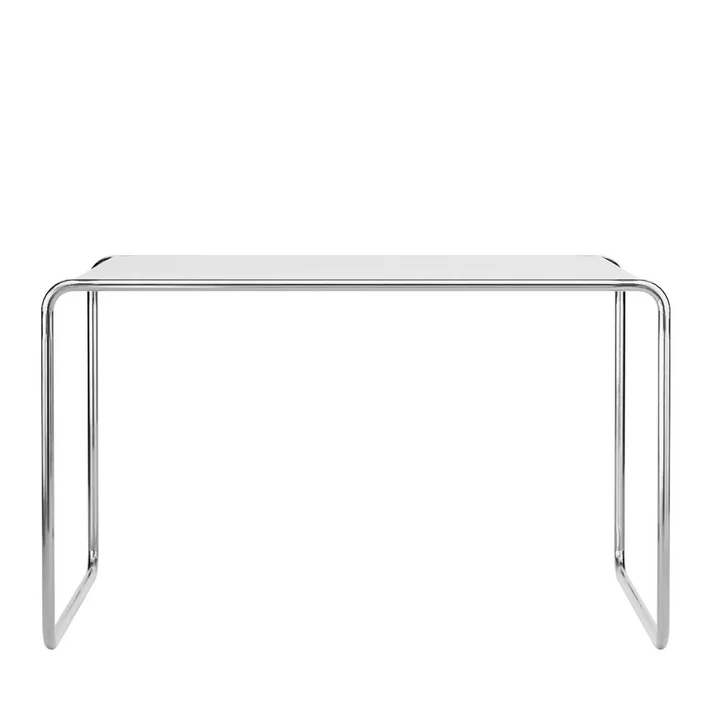 S 285/0 Schreibtisch, Chrom / Esche reinweiß decklackiert (RAL 9010) von Thonet