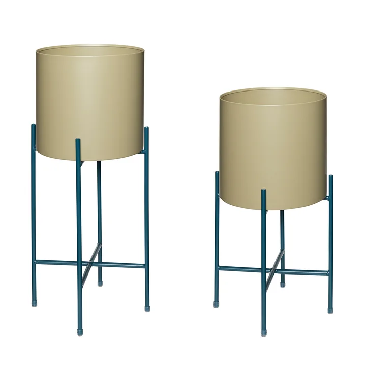 Airy Pflanztopf mit Gestell von Hübsch Interior in der Farbe khaki / petrol