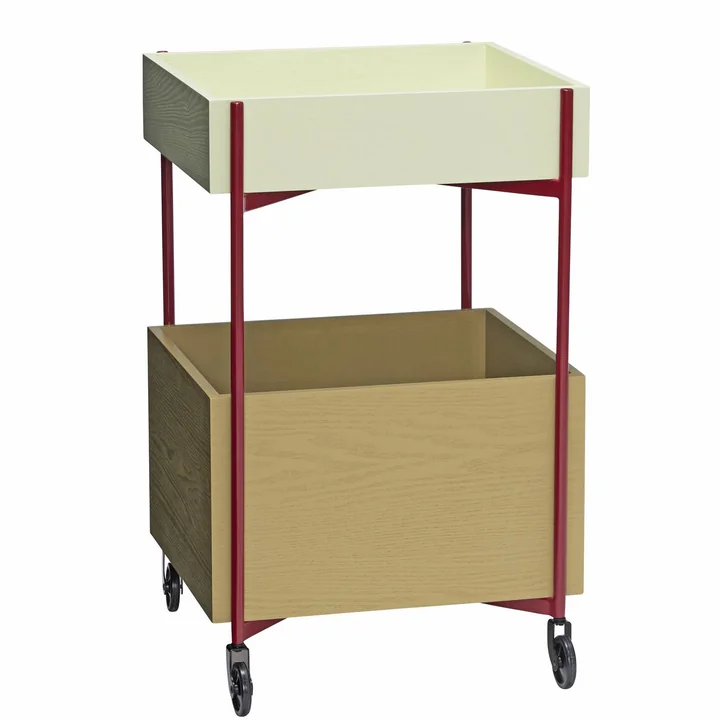 Fresh Trolley, H 70 cm, khaki / burgundy von Hübsch Interior