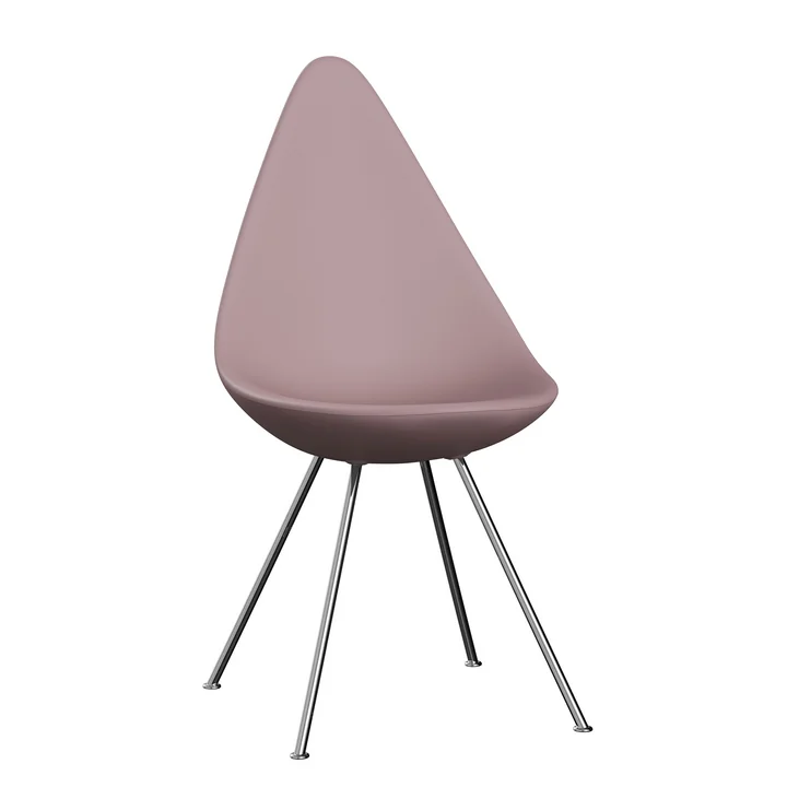 Drop Stuhl, pale rose / Chrom von Fritz Hansen